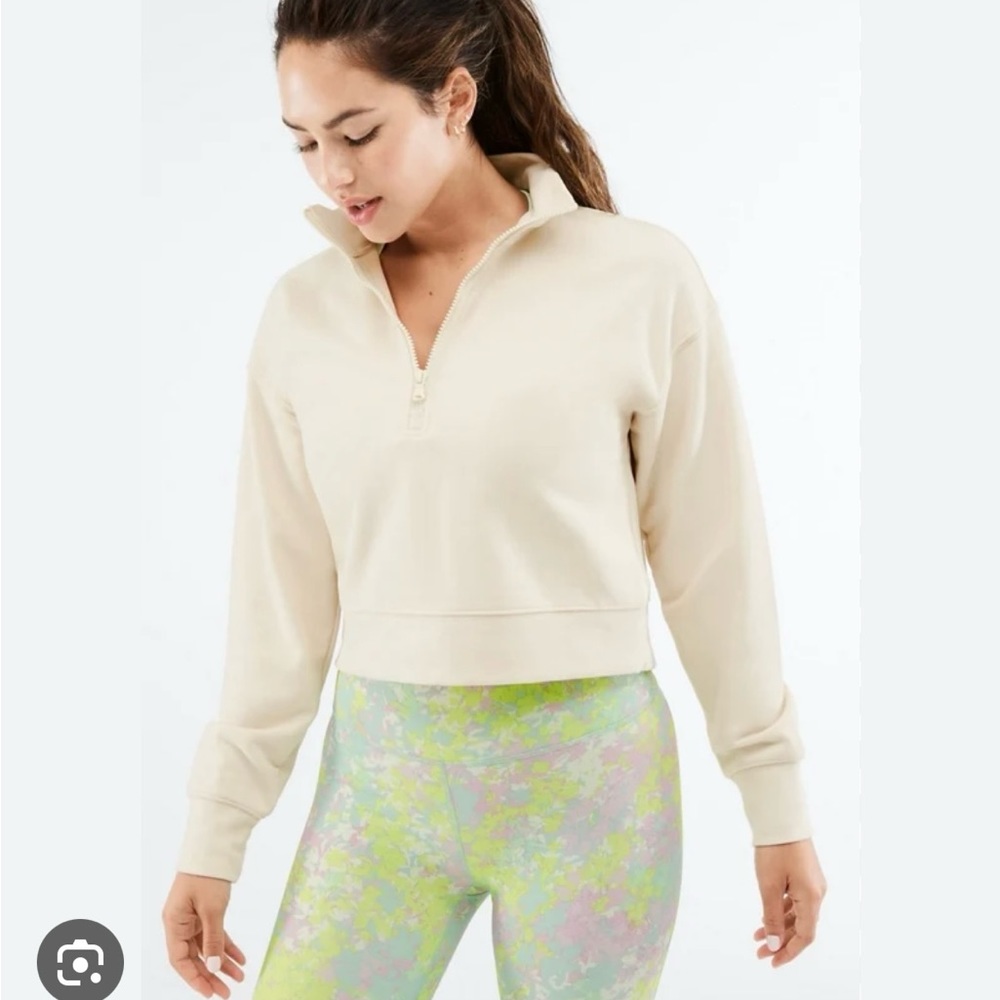 Fabletics Kat Half Zip Pullover In Tapioca Size 1x - image 1